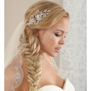 Bridal Floral Hair Clip Headpiece Wedding Silver